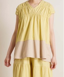 キッドブルー -２４バイカラー天竺 -フレンチスリーブトップス -KRWN165 -kidblue