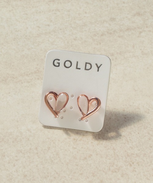 GOLDY(ゴールディ)の「クリア × メタル ミニマム ハート ピアス(ピアス(両耳用)・レディース・ゴールド/ピンク系その他/シルバー・FREE)」の2枚目の写真
