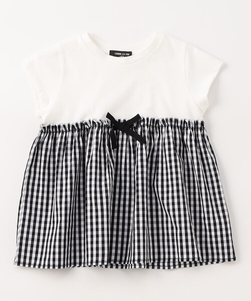 COMME CA ISM（コムサイズム）の「ギンガムチェック・バンダナ柄プリント 切替え半袖Tシャツ（Tシャツ/カットソー・キッズ・チェック/アイボリー系/ネイビー系・100cm/110cm/120cm/130cm/140cm/150cm）」の4枚目の写真