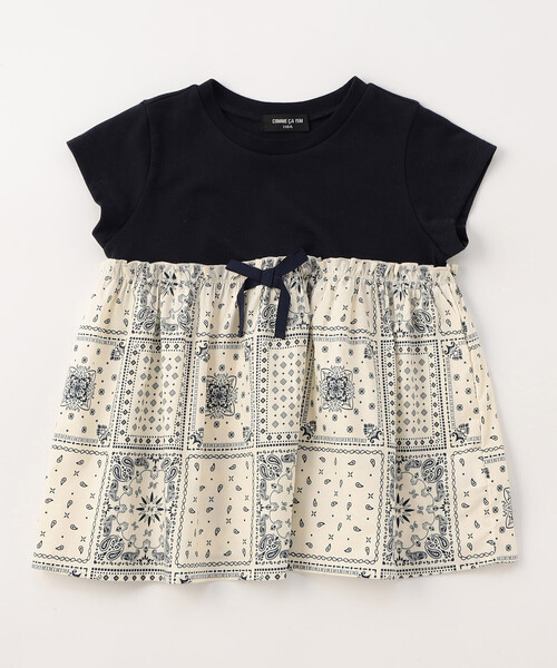 COMME CA ISM（コムサイズム）の「ギンガムチェック・バンダナ柄プリント 切替え半袖Tシャツ（Tシャツ/カットソー・キッズ・チェック/アイボリー系/ネイビー系・100cm/110cm/120cm/130cm/140cm/150cm）」の5枚目の写真