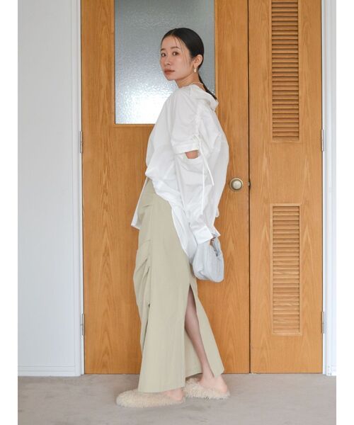 Ungrid（アングリッド）の「ショルダーデザインビッグシャツ（シャツ/ブラウス・レディース・ピンク/オレンジ/オフホワイト・FREE）」の9枚目の写真