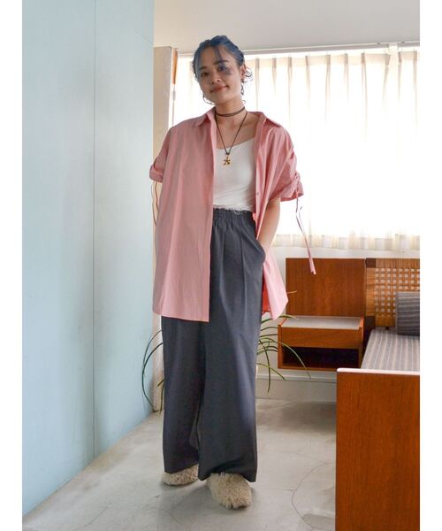 Ungrid（アングリッド）の「ショルダーデザインビッグシャツ（シャツ/ブラウス・レディース・ピンク/オレンジ/オフホワイト・FREE）」の16枚目の写真