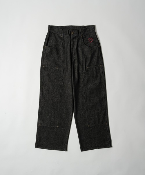 セール】double knee wide denim pants / ダブルニーワイド