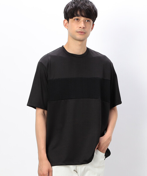 COMME CA ISM（コムサイズム）の「ケーブル柄ジャカード コンビデザインＴシャツ（Tシャツ/カットソー・メンズ・ブラック/ホワイト・L/M）」の2枚目の写真