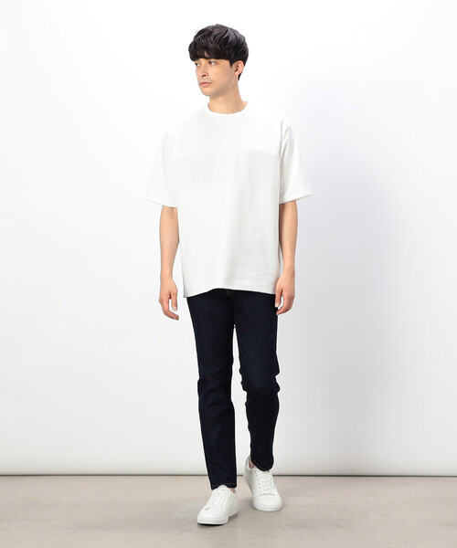 COMME CA ISM（コムサイズム）の「ケーブル柄ジャカード コンビデザインＴシャツ（Tシャツ/カットソー・メンズ・ブラック/ホワイト・L/M）」の3枚目の写真