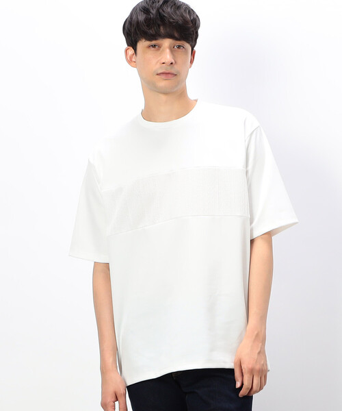 COMME CA ISM（コムサイズム）の「ケーブル柄ジャカード コンビデザインＴシャツ（Tシャツ/カットソー・メンズ・ブラック/ホワイト・L/M）」の4枚目の写真