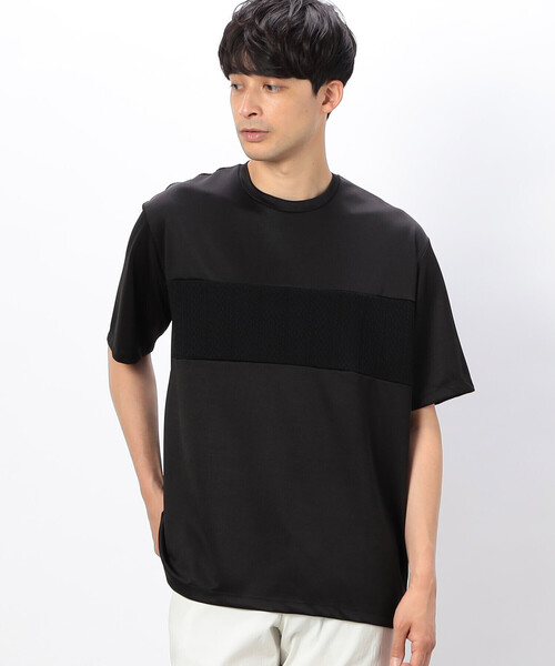 COMME CA ISM（コムサイズム）の「ケーブル柄ジャカード コンビデザインＴシャツ（Tシャツ/カットソー・メンズ・ブラック/ホワイト・L/M）」の6枚目の写真