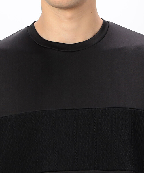 COMME CA ISM（コムサイズム）の「ケーブル柄ジャカード コンビデザインＴシャツ（Tシャツ/カットソー・メンズ・ブラック/ホワイト・L/M）」の10枚目の写真