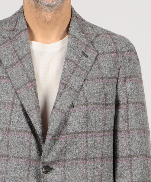 Gabo（ガボ）の「GABO アルパカウールナイロン ブークレ シングルブレステッド2Bジャケット（テーラードジャケット・メンズ・ブルー系その他2/グレー系その他2・48/46）」の7枚目の写真