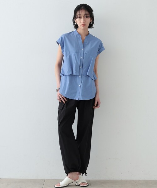 GALLEST(ギャレスト)の「◆ティアードフリルシャツ(シャツ/ブラウス・レディース・ブルー系その他/ネイビー/ホワイト系・38)」の4枚目の写真