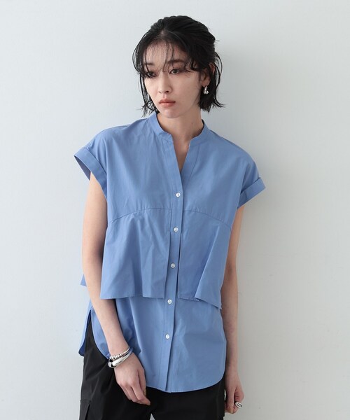 GALLEST(ギャレスト)の「◆ティアードフリルシャツ(シャツ/ブラウス・レディース・ブルー系その他/ネイビー/ホワイト系・38)」の7枚目の写真