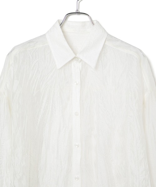 VIS（ビス）の「【洗える】【マルチWAY】シワ加工シアーシャツ（シャツ/ブラウス・レディース・モスグリーン/オフホワイト/ピンク系その他2・FREE）」の19枚目の写真