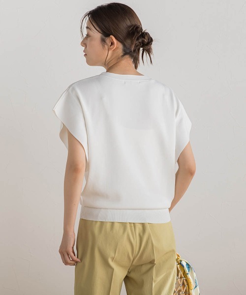 Droite lautreamont(ドロワットロートレアモン)の「フレンチスリーブプルオーバー≪手洗い可能≫(ニット/セーター・レディース・イエロー/ブラック/オフホワイト/ブルー・M)」の20枚目の写真
