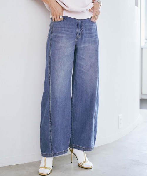 セール】ウエストダブルボタンコクーンデニムパンツ（デニムパンツ