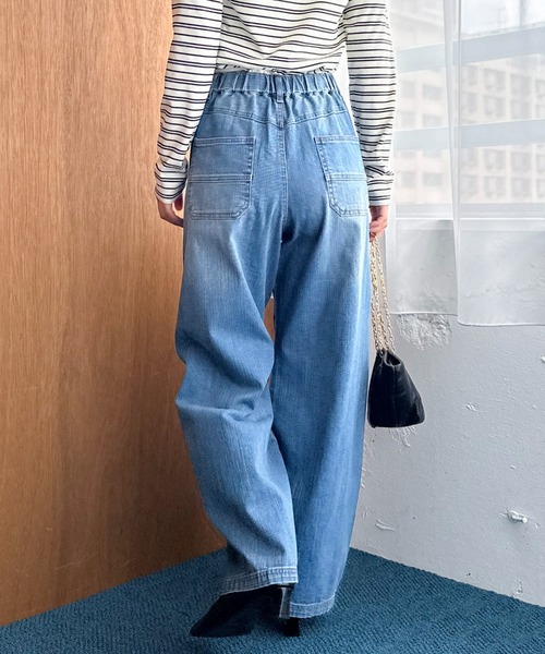 ドゥ アルシーヴ（Doux archives）/コクーンウエストダブルボタンデニムパンツ セール】ウエストダブルボタンコクーンデニムパンツ（デニムパンツ