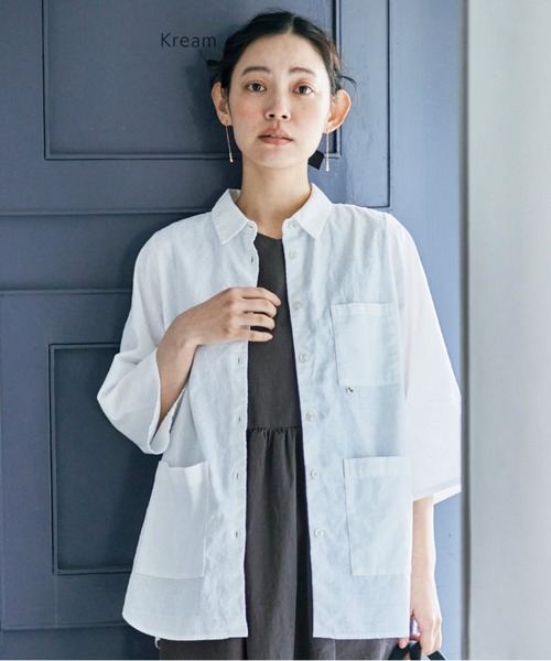 ａｎｄ ｍｙｅｒａ リネン綿のジャケシャツ（シャツ/ブラウス）｜and myera（アンド マイラ）