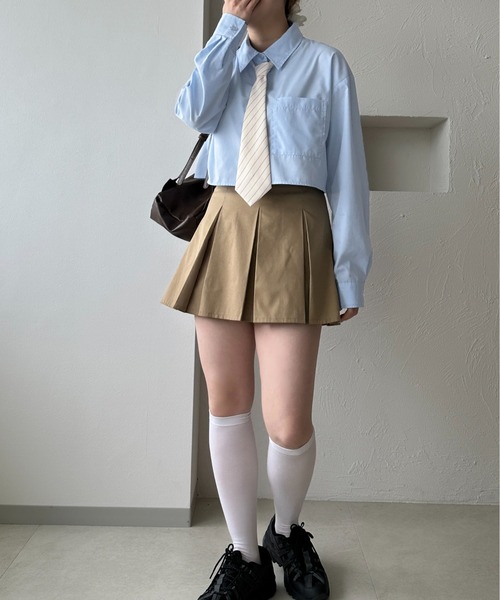 raffime(ラフィミー)の「アソートネクタイ付きクロップドシャツ(シャツ/ブラウス・レディース・ブルー/ピンク・フリー)」の7枚目の写真