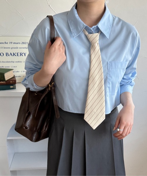 raffime(ラフィミー)の「アソートネクタイ付きクロップドシャツ(シャツ/ブラウス・レディース・ブルー/ピンク・フリー)」の17枚目の写真