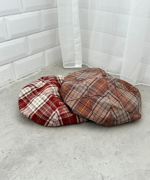 SOLLON.（ソルロン）の「タータンチェックベレー帽（ハンチング/ベレー帽・レディース・ネイビー/オレンジ/ベージュ/レッド・FREE）」の19枚目の写真