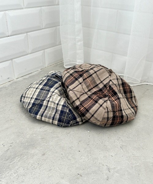 SOLLON.（ソルロン）の「タータンチェックベレー帽（ハンチング/ベレー帽・レディース・ネイビー/オレンジ/ベージュ/レッド・FREE）」の20枚目の写真