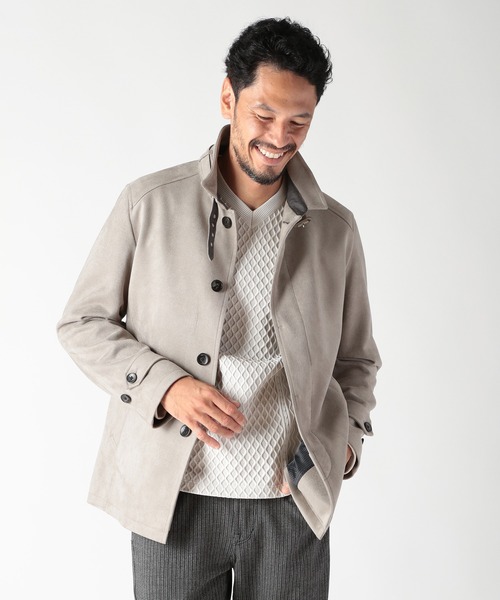 MEN'S BIGI(メンズビギ)の「フェイクスエード立ち襟ダンボールニットブルゾン(ブルゾン・メンズ・ライトグレー/ネイビー/ブラック・01/02/03/04)」の10枚目の写真