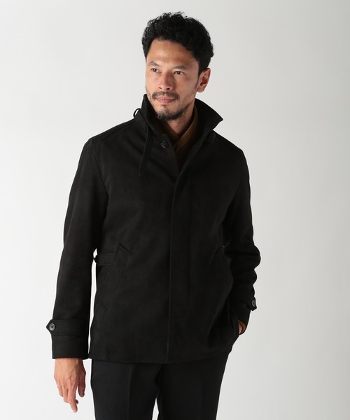 MEN'S BIGI(メンズビギ)の「フェイクスエード立ち襟ダンボールニットブルゾン(ブルゾン・メンズ・ライトグレー/ネイビー/ブラック・01/02/03/04)」の6枚目の写真