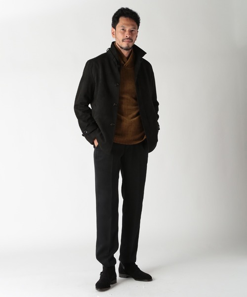 MEN'S BIGI(メンズビギ)の「フェイクスエード立ち襟ダンボールニットブルゾン(ブルゾン・メンズ・ライトグレー/ネイビー/ブラック・01/02/03/04)」の9枚目の写真