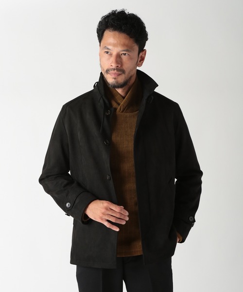 MEN'S BIGI(メンズビギ)の「フェイクスエード立ち襟ダンボールニットブルゾン(ブルゾン・メンズ・ライトグレー/ネイビー/ブラック・01/02/03/04)」の14枚目の写真