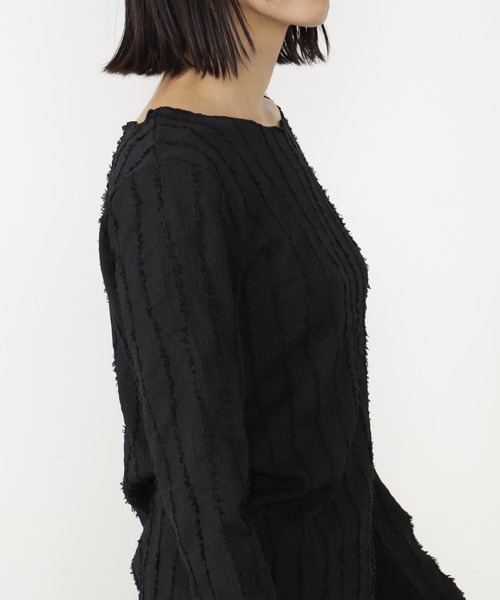 FOUND GOOD（ファウンドグッド）の「フリンジジャガードロンT（Tシャツ/カットソー・レディース・イエロー系2/ブラウン系5/アイボリー/ブラック・S/M/L）」の6枚目の写真