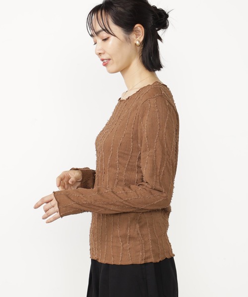 FOUND GOOD（ファウンドグッド）の「フリンジジャガードロンT（Tシャツ/カットソー・レディース・イエロー系2/ブラウン系5/アイボリー/ブラック・S/M/L）」の10枚目の写真