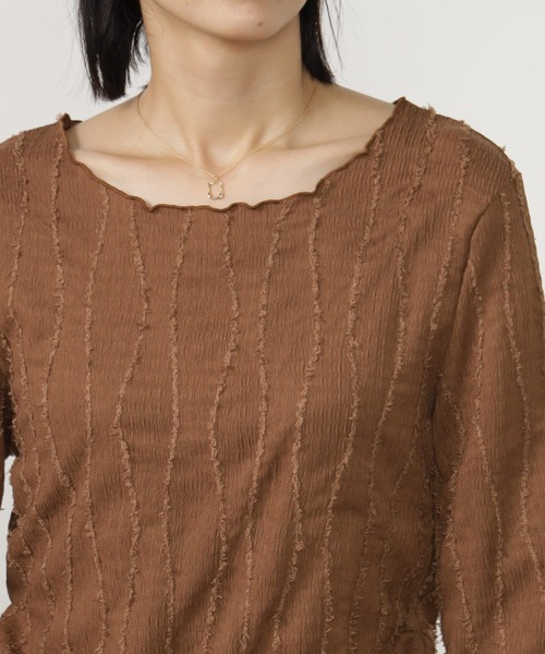 FOUND GOOD（ファウンドグッド）の「フリンジジャガードロンT（Tシャツ/カットソー・レディース・イエロー系2/ブラウン系5/アイボリー/ブラック・S/M/L）」の11枚目の写真