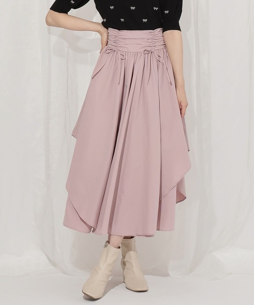 WILLSELECTION(ウィルセレクション)の「ドロスト風リボンスカート(スカート・レディース・ベージュ/ピンク/レッド/ブラック・FREE)」の3枚目の写真