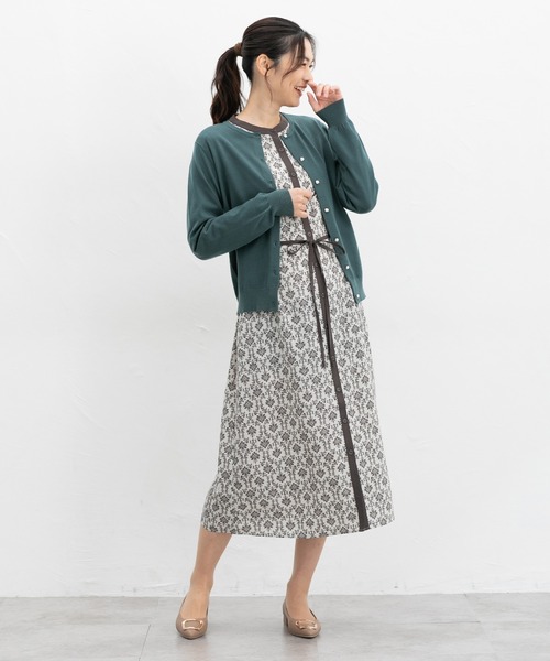 Honeys（ハニーズ）の「バンドカラーワンピース（シャツワンピース・レディース・ブラウン系/ホワイト×グレー/ボルドー・S/M/L/LL）」の8枚目の写真