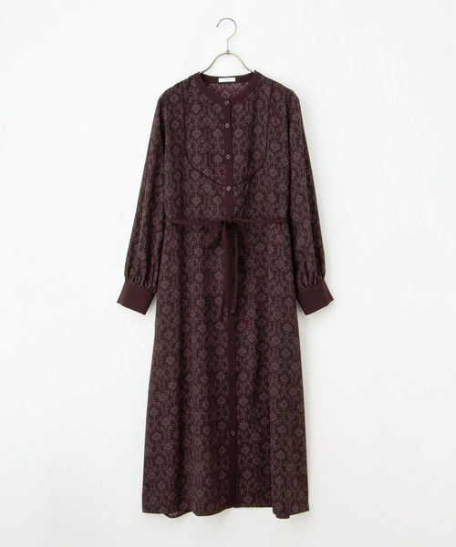 Honeys（ハニーズ）の「バンドカラーワンピース（シャツワンピース・レディース・ブラウン系/ホワイト×グレー/ボルドー・S/M/L/LL）」の20枚目の写真