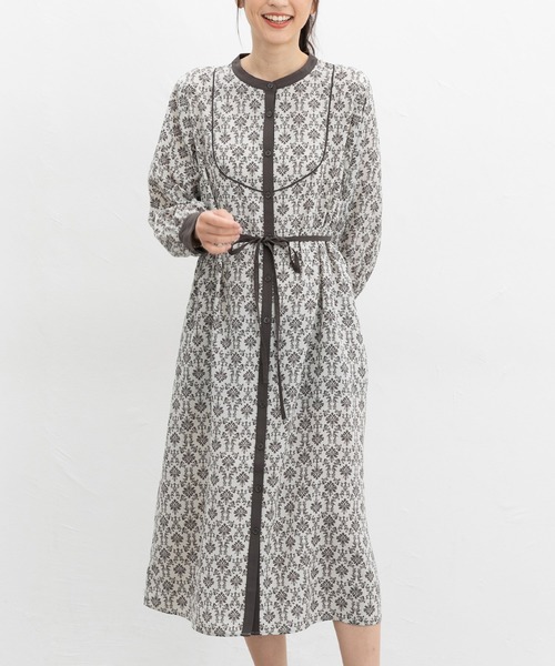 Honeys（ハニーズ）の「バンドカラーワンピース（シャツワンピース・レディース・ブラウン系/ホワイト×グレー/ボルドー・S/M/L/LL）」の18枚目の写真