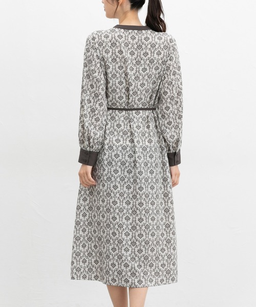 Honeys（ハニーズ）の「バンドカラーワンピース（シャツワンピース・レディース・ブラウン系/ホワイト×グレー/ボルドー・S/M/L/LL）」の16枚目の写真