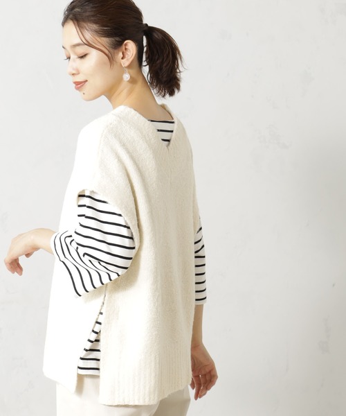 FOUND GOOD（ファウンドグッド）の「2WAYブークレニットベスト（ニット/セーター・レディース・ブラック/アイボリー/ブラウン系5・FREE）」の6枚目の写真