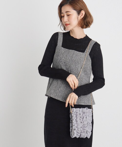 grove（グローブ）の「◆チュールティアードミニショルダー（ショルダーバッグ・レディース・ライトグレー/チャコールグレー/ブラック・00）」の4枚目の写真