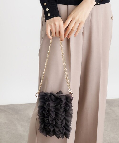 grove（グローブ）の「◆チュールティアードミニショルダー（ショルダーバッグ・レディース・ライトグレー/チャコールグレー/ブラック・00）」の7枚目の写真