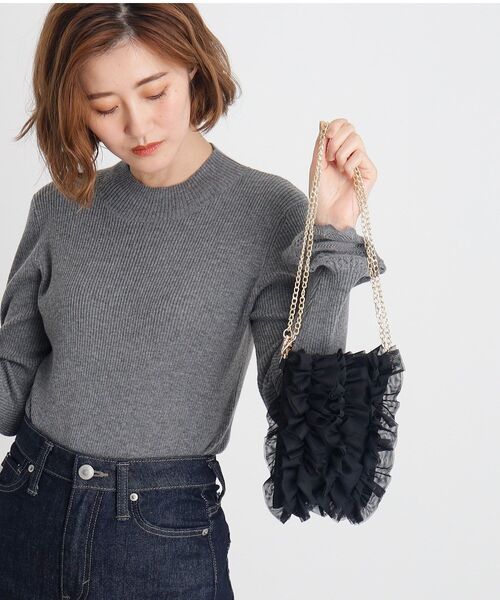 grove（グローブ）の「◆チュールティアードミニショルダー（ショルダーバッグ・レディース・ライトグレー/チャコールグレー/ブラック・00）」の9枚目の写真