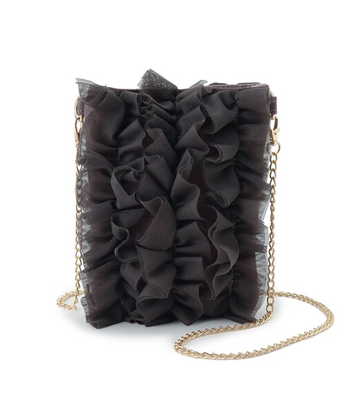 grove（グローブ）の「◆チュールティアードミニショルダー（ショルダーバッグ・レディース・ライトグレー/チャコールグレー/ブラック・00）」の14枚目の写真