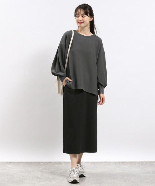 GLOBAL WORK Smile Seed Store（グローバルワーク スマイルシードストア）の「ストレッチツイルIラインスカート/116003（スカート・レディース・ブラック/グレイッシュベージュ/スミクロ・LARGE/X-LARGE/MEDIUM/SMALL）」の5枚目の写真