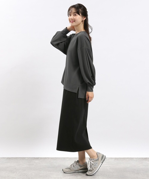 GLOBAL WORK Smile Seed Store（グローバルワーク スマイルシードストア）の「ストレッチツイルIラインスカート/116003（スカート・レディース・ブラック/グレイッシュベージュ/スミクロ・LARGE/X-LARGE/MEDIUM/SMALL）」の6枚目の写真