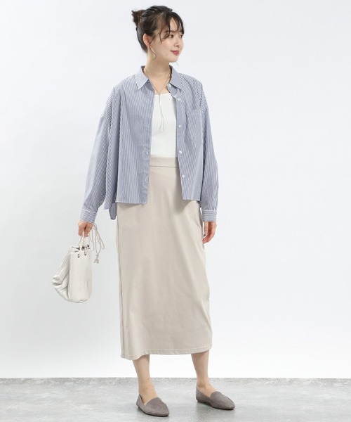 GLOBAL WORK Smile Seed Store（グローバルワーク スマイルシードストア）の「ストレッチツイルIラインスカート/116003（スカート・レディース・ブラック/グレイッシュベージュ/スミクロ・LARGE/X-LARGE/MEDIUM/SMALL）」の10枚目の写真