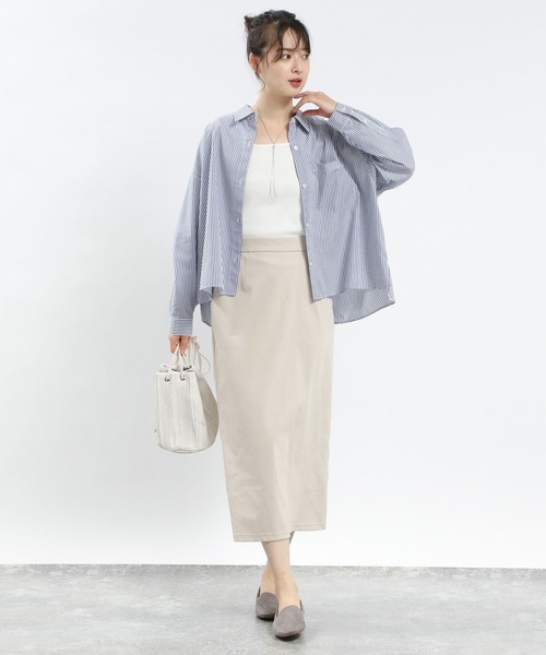 GLOBAL WORK Smile Seed Store（グローバルワーク スマイルシードストア）の「ストレッチツイルIラインスカート/116003（スカート・レディース・ブラック/グレイッシュベージュ/スミクロ・LARGE/X-LARGE/MEDIUM/SMALL）」の11枚目の写真