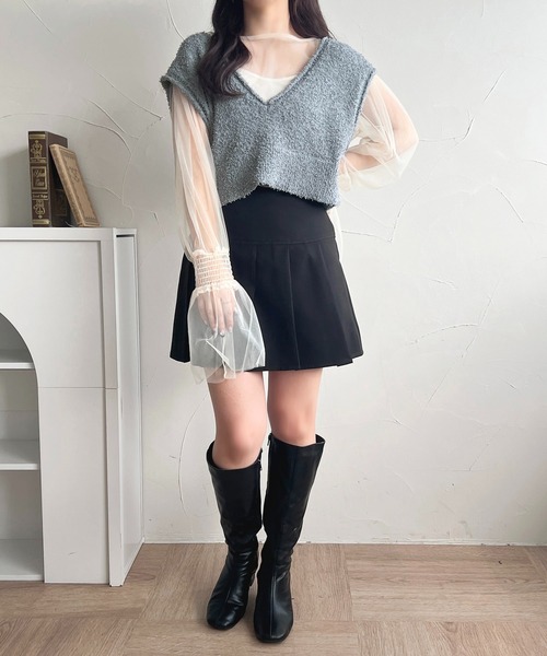 apres jour(アプレジュール)の「【apres jour mimi】Vネックリボンヤーンショートベスト【ZOZOTOWN限定アイテム】(ベスト・レディース・ベージュ/ピンク/ブルー・X-LARGE/フリー)」の21枚目の写真
