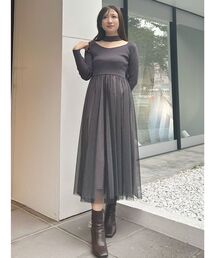 MERCURYDUO | 2WAYチュールニットドッキングワンピース(ワンピース)