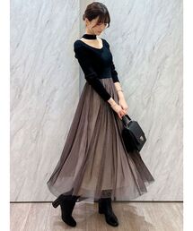 MERCURYDUO | 2WAYチュールニットドッキングワンピース(ワンピース)