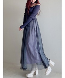 MERCURYDUO | 2WAYチュールニットドッキングワンピース(ワンピース)