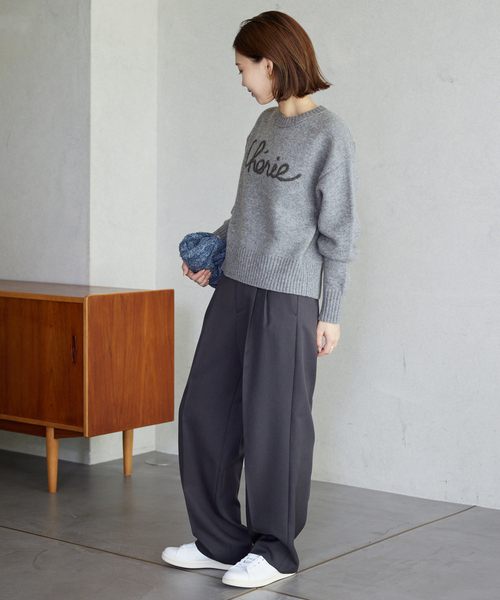 SLOBE IENA（スローブイエナ）の「《WEB限定/追加》cherie刺繍ニット（ニット/セーター・レディース・ネイビー/グレー/アイボリー・FREE）」の5枚目の写真